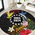 Cook Islands Independence Day Round Carpet Maroro and Kakaia with Hibiscus Flower Polynesian Pattern