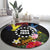 Cook Islands Independence Day Round Carpet Maroro and Kakaia with Hibiscus Flower Polynesian Pattern