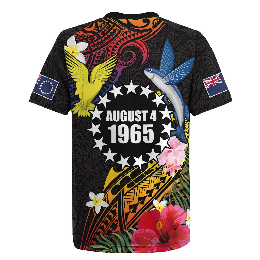 Cook Islands Independence Day Rugby Jersey Maroro and Kakaia with Hibiscus Flower Polynesian Pattern LT03 - Polynesian Pride