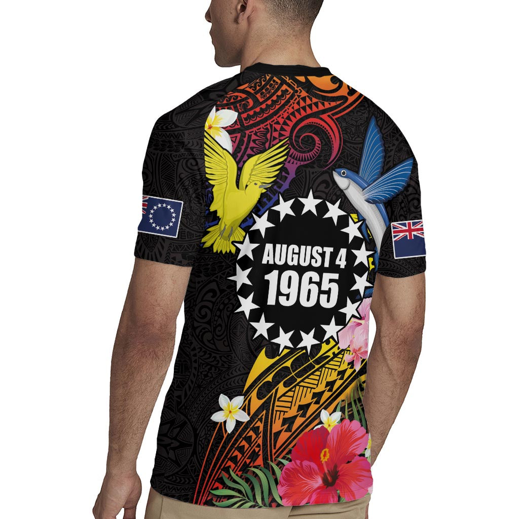 Cook Islands Independence Day Rugby Jersey Maroro and Kakaia with Hibiscus Flower Polynesian Pattern LT03 - Polynesian Pride