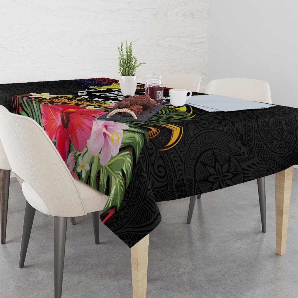 Cook Islands Independence Day Tablecloth Maroro and Kakaia with Hibiscus Flower Polynesian Pattern LT03 - Polynesian Pride