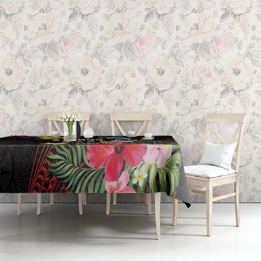 Cook Islands Independence Day Tablecloth Maroro and Kakaia with Hibiscus Flower Polynesian Pattern LT03 - Polynesian Pride