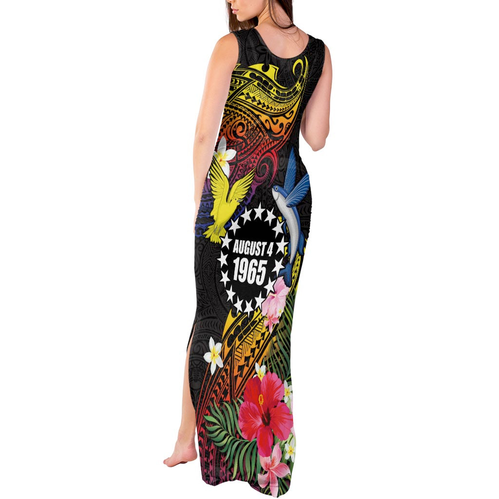 Cook Islands Independence Day Tank Maxi Dress Maroro and Kakaia with Hibiscus Flower Polynesian Pattern LT03 - Polynesian Pride