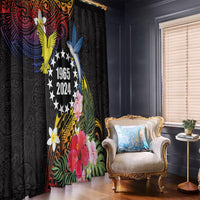 Cook Islands Independence Day Window Curtain Maroro and Kakaia with Hibiscus Flower Polynesian Pattern LT03 - Polynesian Pride