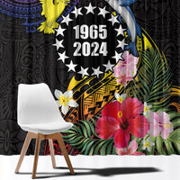 Cook Islands Independence Day Window Curtain Maroro and Kakaia with Hibiscus Flower Polynesian Pattern LT03 - Polynesian Pride