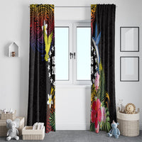 Cook Islands Independence Day Window Curtain Maroro and Kakaia with Hibiscus Flower Polynesian Pattern LT03 - Polynesian Pride
