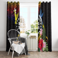 Cook Islands Independence Day Window Curtain Maroro and Kakaia with Hibiscus Flower Polynesian Pattern LT03 - Polynesian Pride