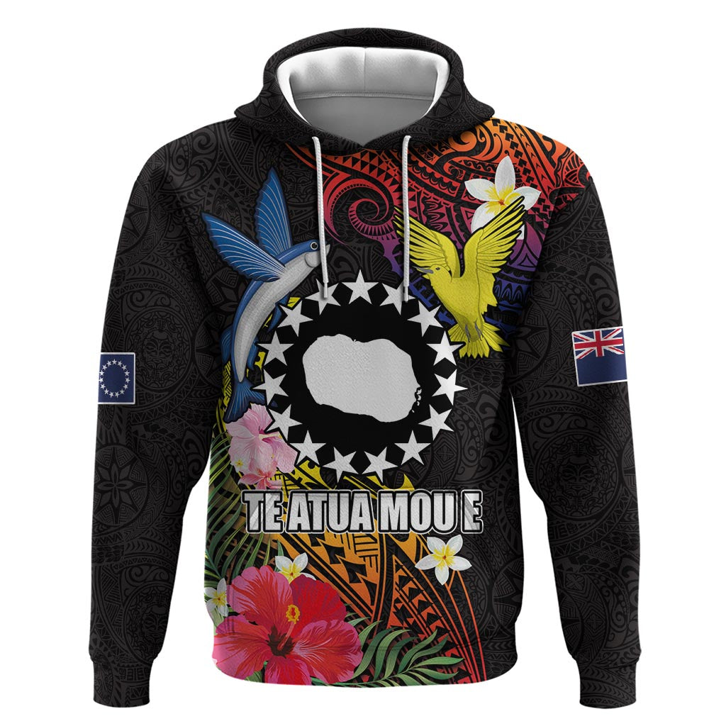 Cook Islands Independence Day Zip Hoodie Maroro and Kakaia with Hibiscus Flower Polynesian Pattern