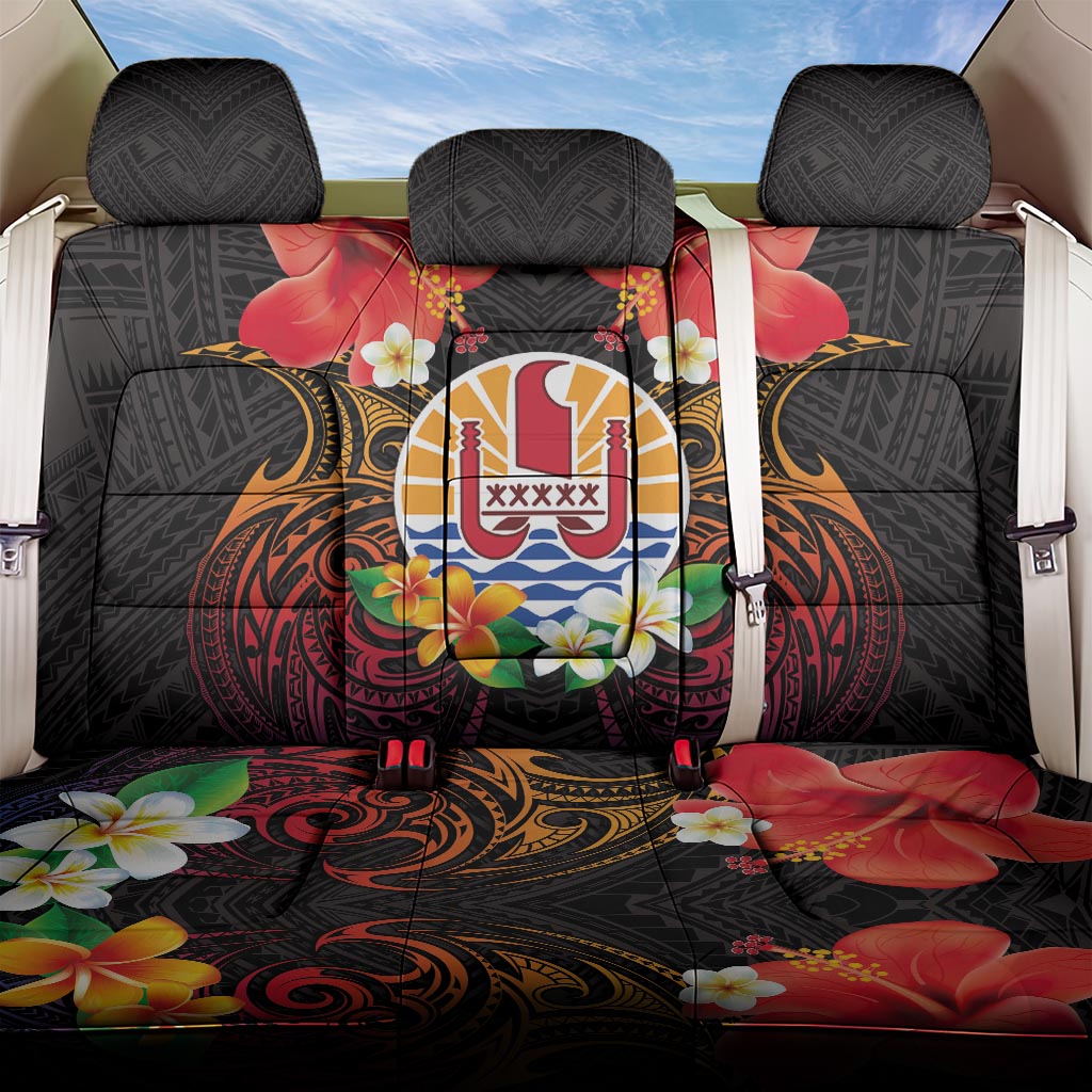 French Polynesia Bastille Day Back Car Seat Cover Tiare Flower and National Seal Polynesian Pattern