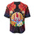 French Polynesia Bastille Day Baseball Jersey Tiare Flower and National Seal Polynesian Pattern