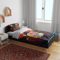 French Polynesia Bastille Day Bedding Set Tiare Flower and National Seal Polynesian Pattern LT03 - Polynesian Pride