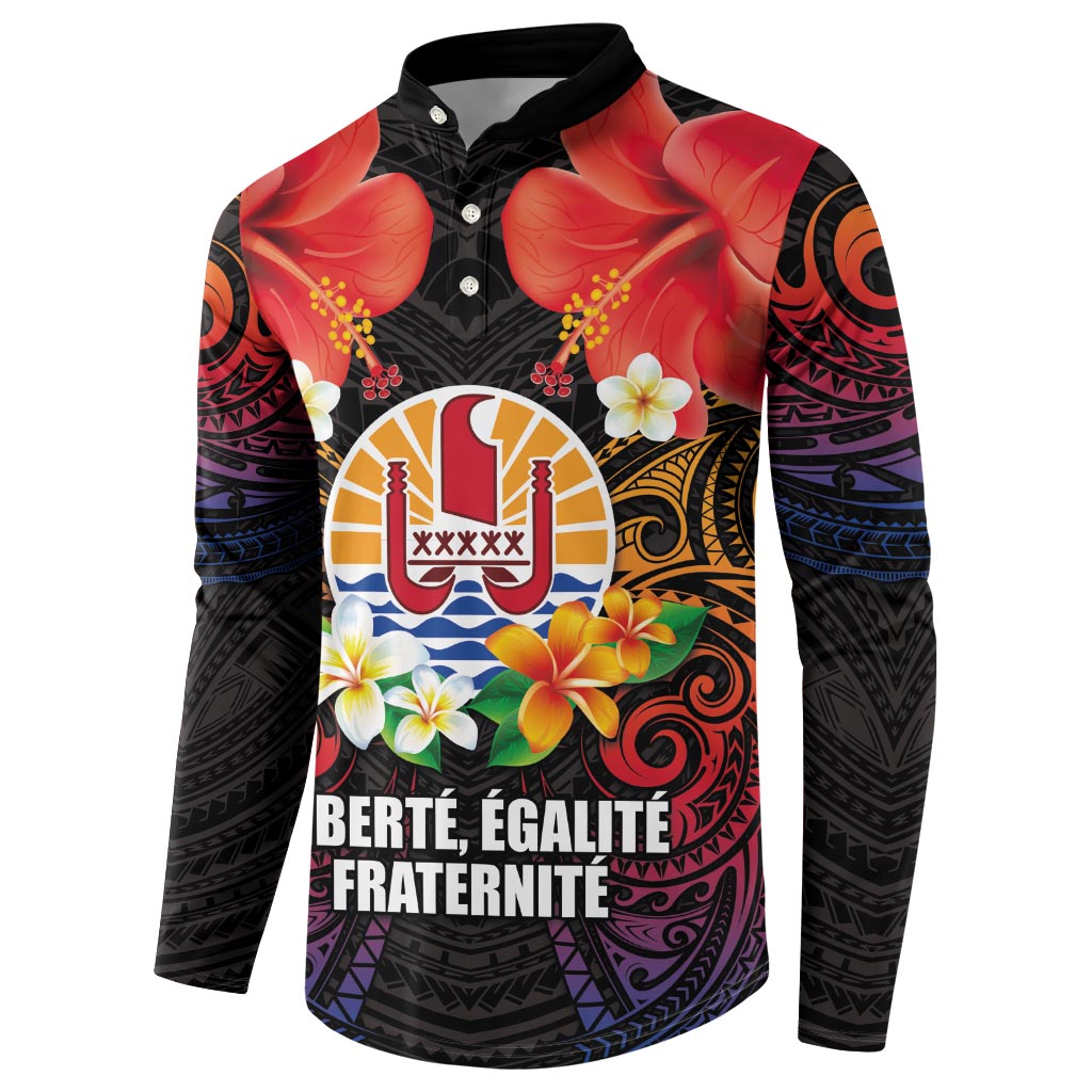 French Polynesia Bastille Day Button Sweatshirt Tiare Flower and National Seal Polynesian Pattern LT03 - Polynesian Pride