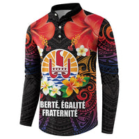 French Polynesia Bastille Day Button Sweatshirt Tiare Flower and National Seal Polynesian Pattern LT03 - Polynesian Pride