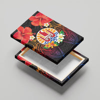French Polynesia Bastille Day Canvas Wall Art Tiare Flower and National Seal Polynesian Pattern LT03 - Polynesian Pride