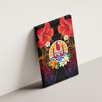 French Polynesia Bastille Day Canvas Wall Art Tiare Flower and National Seal Polynesian Pattern LT03 - Polynesian Pride