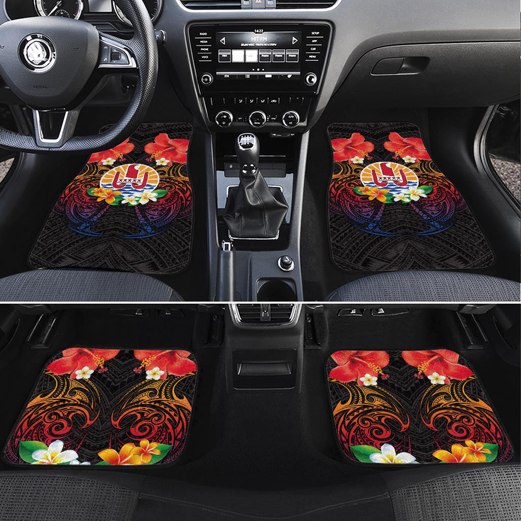 French Polynesia Bastille Day Car Mats Tiare Flower and National Seal Polynesian Pattern