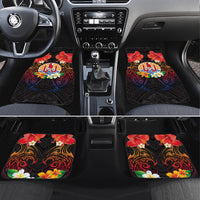 French Polynesia Bastille Day Car Mats Tiare Flower and National Seal Polynesian Pattern LT03 Set 4pcs Black - Polynesian Pride