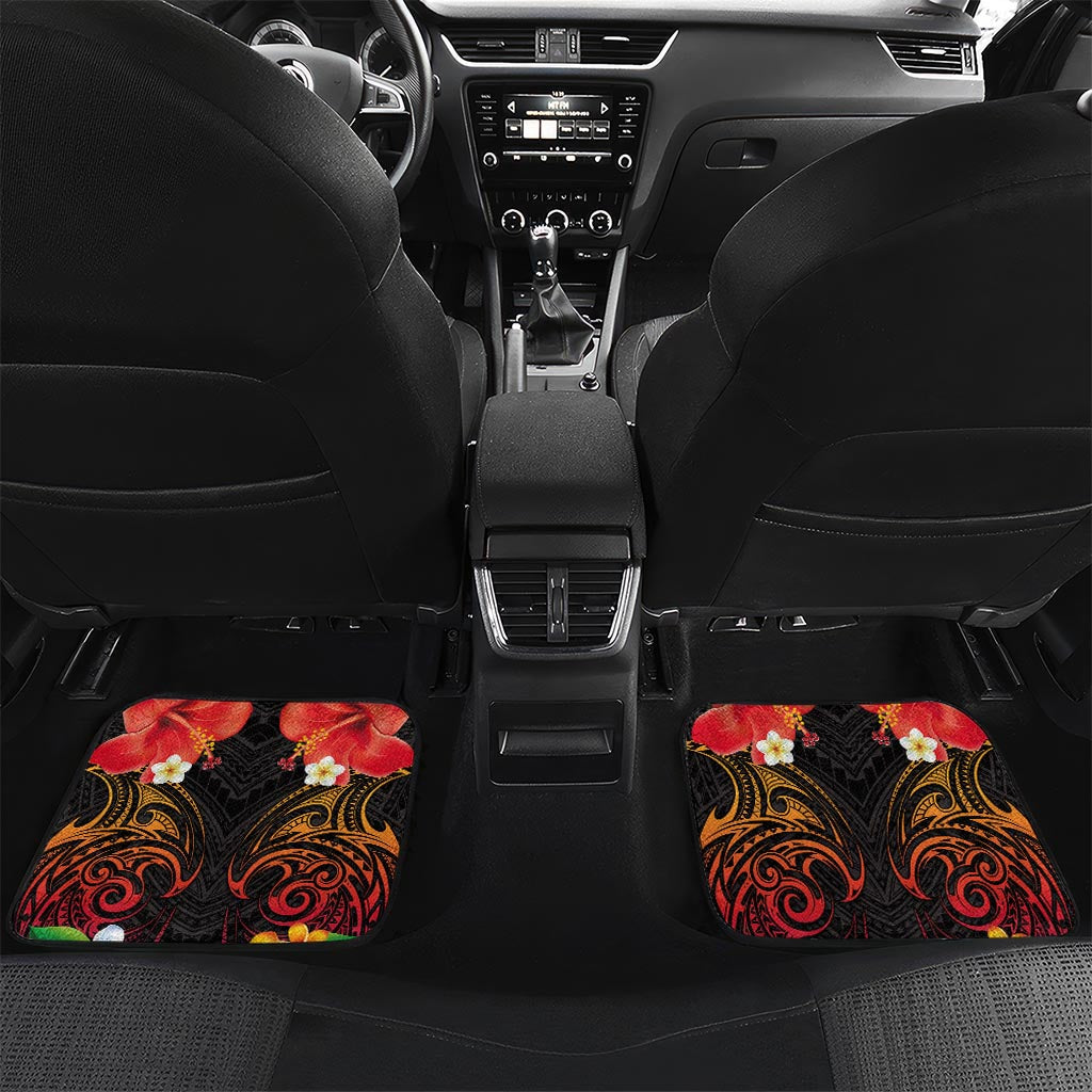 French Polynesia Bastille Day Car Mats Tiare Flower and National Seal Polynesian Pattern LT03 Set 2pcs - Back Black - Polynesian Pride