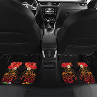 French Polynesia Bastille Day Car Mats Tiare Flower and National Seal Polynesian Pattern LT03 Set 2pcs - Back Black - Polynesian Pride