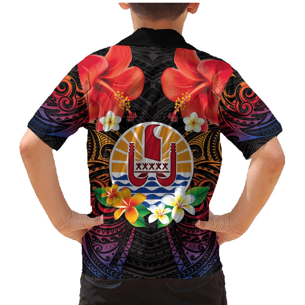French Polynesia Bastille Day Family Matching Mermaid Dress and Hawaiian Shirt Tiare Flower and National Seal Polynesian Pattern