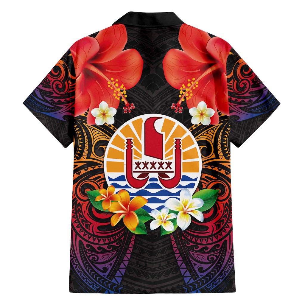 French Polynesia Bastille Day Family Matching Off Shoulder Short Dress and Hawaiian Shirt Tiare Flower and National Seal Polynesian Pattern