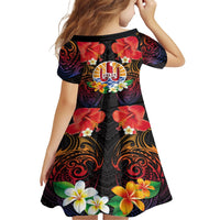 French Polynesia Bastille Day Family Matching Short Sleeve Bodycon Dress and Hawaiian Shirt Tiare Flower and National Seal Polynesian Pattern LT03 - Polynesian Pride
