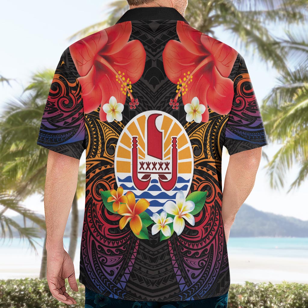 French Polynesia Bastille Day Hawaiian Shirt Tiare Flower and National Seal Polynesian Pattern LT03 - Polynesian Pride
