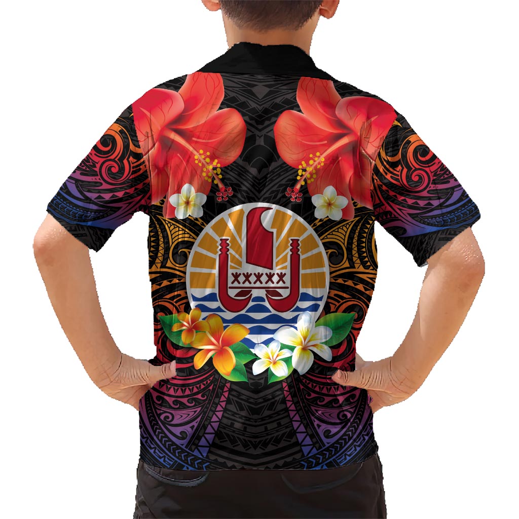 French Polynesia Bastille Day Hawaiian Shirt Tiare Flower and National Seal Polynesian Pattern LT03 - Polynesian Pride