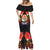 French Polynesia Bastille Day Mermaid Dress Tiare Flower and National Seal Polynesian Pattern