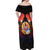 French Polynesia Bastille Day Off Shoulder Maxi Dress Tiare Flower and National Seal Polynesian Pattern