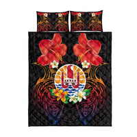 French Polynesia Bastille Day Quilt Bed Set Tiare Flower and National Seal Polynesian Pattern LT03 - Polynesian Pride