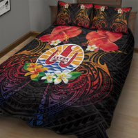 French Polynesia Bastille Day Quilt Bed Set Tiare Flower and National Seal Polynesian Pattern LT03 - Polynesian Pride
