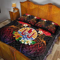 French Polynesia Bastille Day Quilt Bed Set Tiare Flower and National Seal Polynesian Pattern LT03 - Polynesian Pride