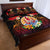 French Polynesia Bastille Day Quilt Bed Set Tiare Flower and National Seal Polynesian Pattern