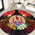 French Polynesia Bastille Day Round Carpet Tiare Flower and National Seal Polynesian Pattern