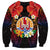 French Polynesia Bastille Day Sweatshirt Tiare Flower and National Seal Polynesian Pattern