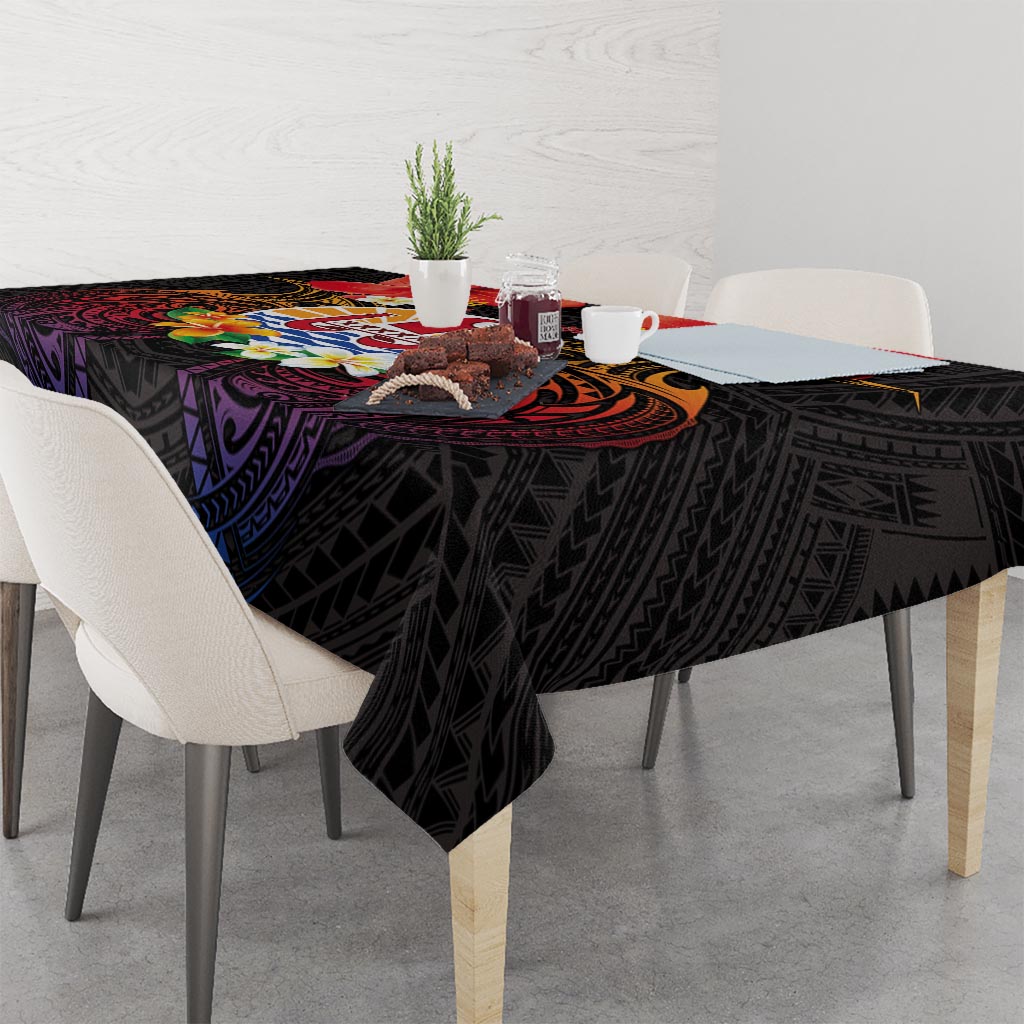 French Polynesia Bastille Day Tablecloth Tiare Flower and National Seal Polynesian Pattern LT03 - Polynesian Pride