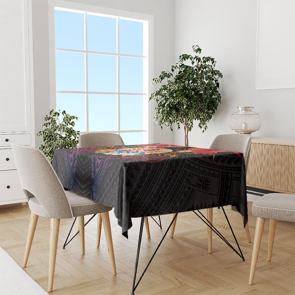 French Polynesia Bastille Day Tablecloth Tiare Flower and National Seal Polynesian Pattern LT03 - Polynesian Pride