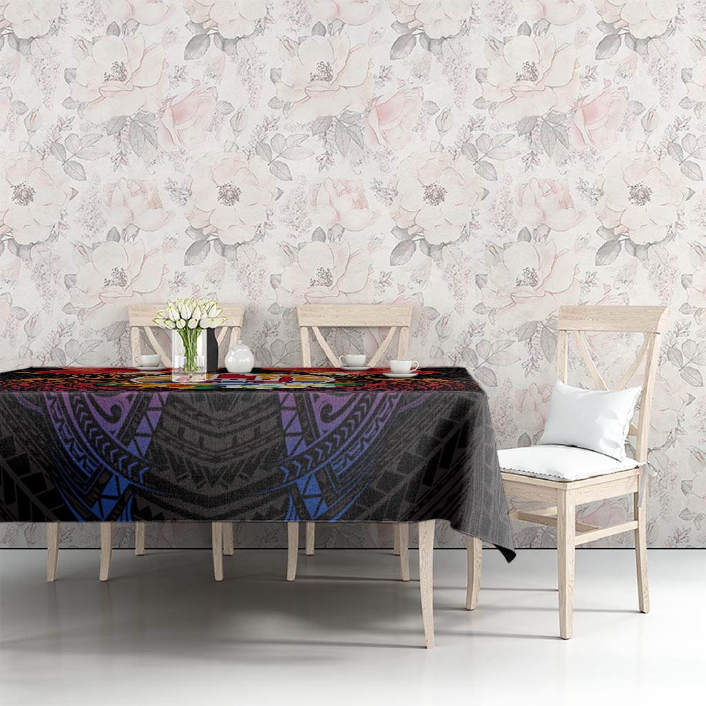 French Polynesia Bastille Day Tablecloth Tiare Flower and National Seal Polynesian Pattern LT03 - Polynesian Pride