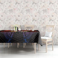 French Polynesia Bastille Day Tablecloth Tiare Flower and National Seal Polynesian Pattern LT03 - Polynesian Pride