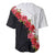 Hawaii Red Hibiscus Flowers Baseball Jersey Polynesian Pattern With Half Black White Version