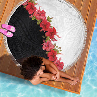 Hawaii Red Hibiscus Flowers Beach Blanket Polynesian Pattern With Half Black White Version LT03 - Polynesian Pride