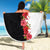 Hawaii Red Hibiscus Flowers Beach Blanket Polynesian Pattern With Half Black White Version