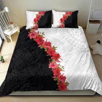Hawaii Red Hibiscus Flowers Bedding Set Polynesian Pattern With Half Black White Version LT03 - Polynesian Pride