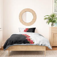 Hawaii Red Hibiscus Flowers Bedding Set Polynesian Pattern With Half Black White Version LT03 - Polynesian Pride