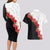 Hawaii Red Hibiscus Flowers Couples Matching Long Sleeve Bodycon Dress and Hawaiian Shirt Polynesian Pattern With Half Black White Version