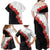 Hawaii Red Hibiscus Flowers Family Matching Off Shoulder Maxi Dress and Hawaiian Shirt Polynesian Pattern With Half Black White Version