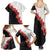 Hawaii Red Hibiscus Flowers Family Matching Summer Maxi Dress and Hawaiian Shirt Polynesian Pattern With Half Black White Version