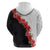 Hawaii Red Hibiscus Flowers Hoodie Polynesian Pattern With Half Black White Version