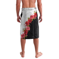 Hawaii Red Hibiscus Flowers Lavalava Polynesian Pattern With Half Black White Version LT03 - Polynesian Pride